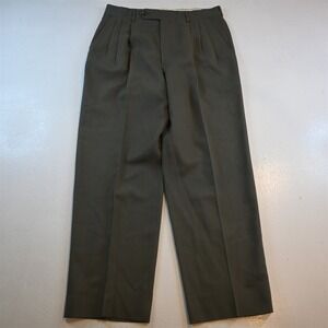 Vtg USA Made Corbin 32x30 Green Wool Pleated High Waist Baggy Dress Mens Pants